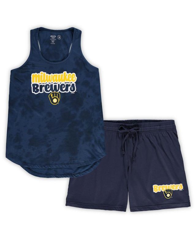 Womens Concepts Sport Milwaukee Brewers Plus Size Cloud Tank Top & Shorts Sleep Set Blue Product Image