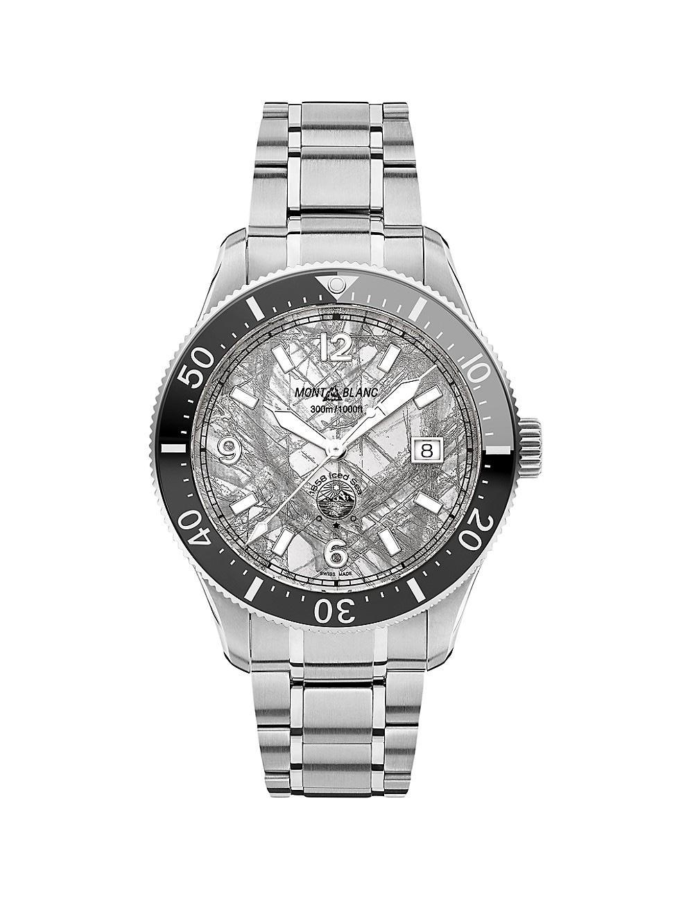 Mens Montblanc 1858 Iced Sea Stainless Steel Bracelet Watch/41MM Product Image