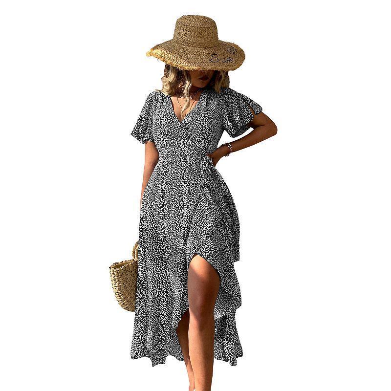 Womens CUPSHE Flared Sleeve V-neck Ditsy Dress Product Image