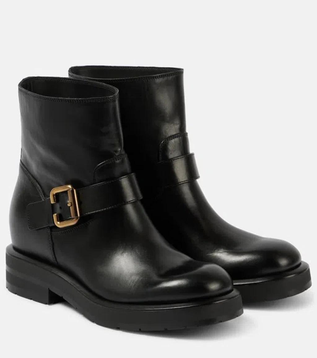 CHLOÉ Coddington Black Ankle Boots With Paddington Buckle In Leather Woman product image