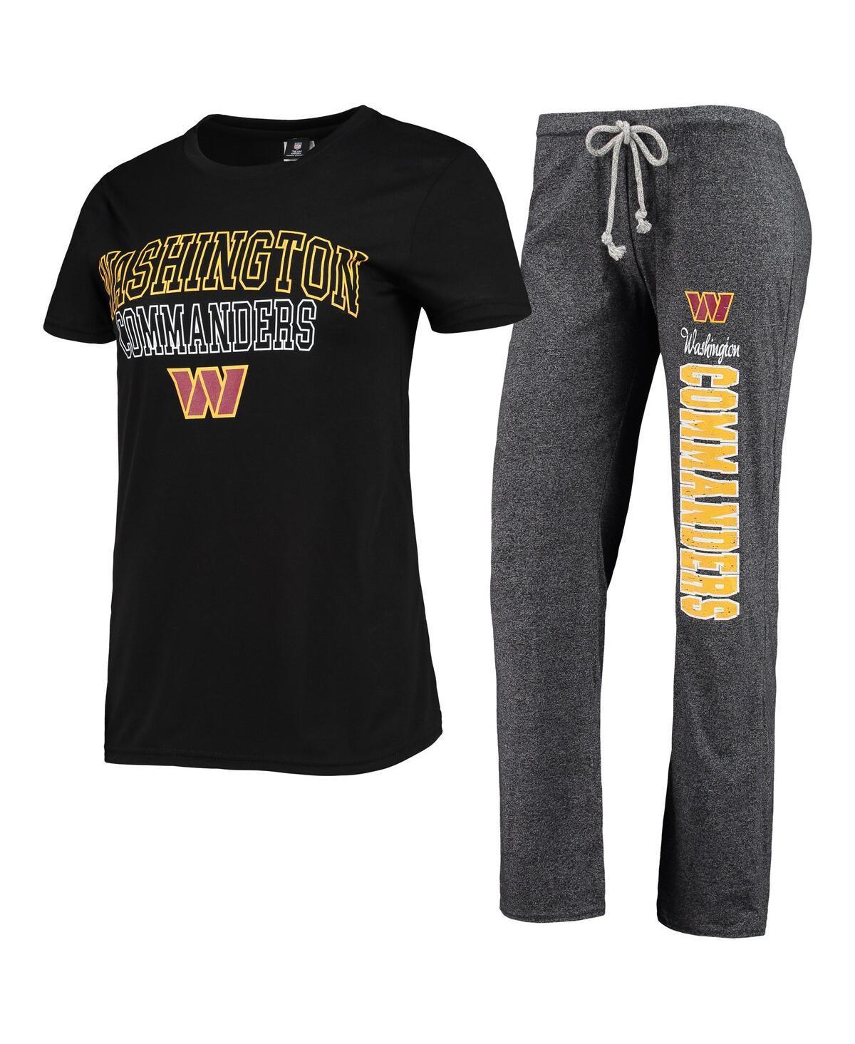 Womens Concepts Sport Black/Heathered Charcoal Washington Commanders Quest T-Shirt & Pants Sleep Set Product Image