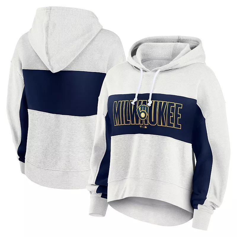 Womens Fanatics Oatmeal Milwaukee Brewers Up For It Fleece Pullover Hoodie Product Image