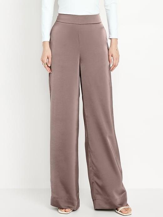 High-Waisted Satin Super Wide-Leg Pants Product Image