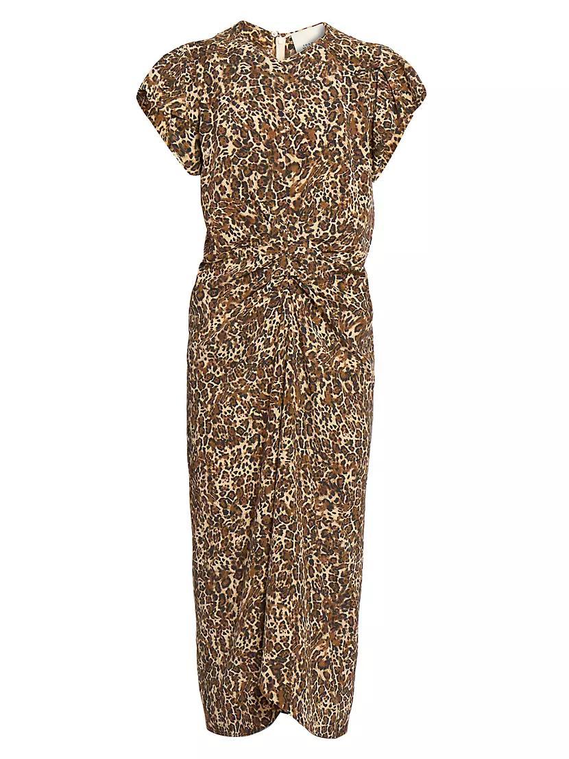 Terena Leopard Silk-Blend Midi-Dress Product Image