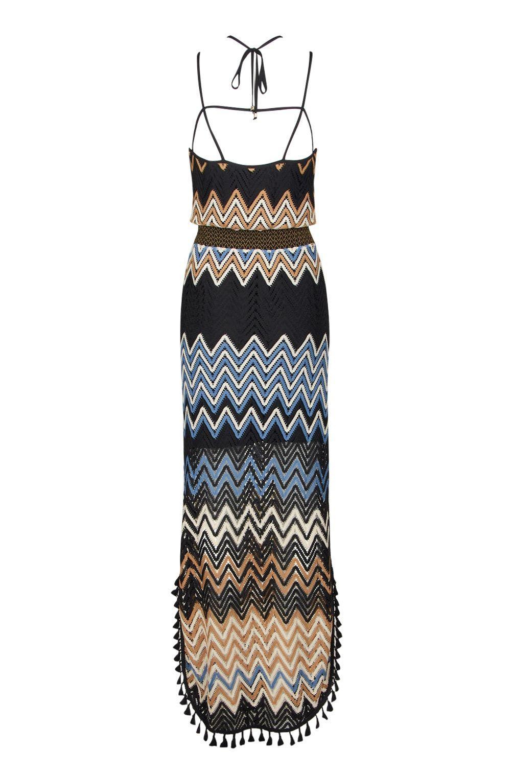 Maxi Dress with Halter Neck Chevron Print Product Image