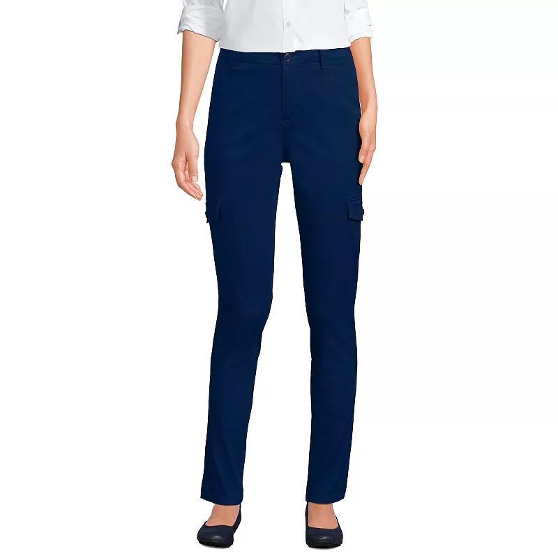 Womens Lands End Mid Rise Slim Cargo Chino Pants Product Image