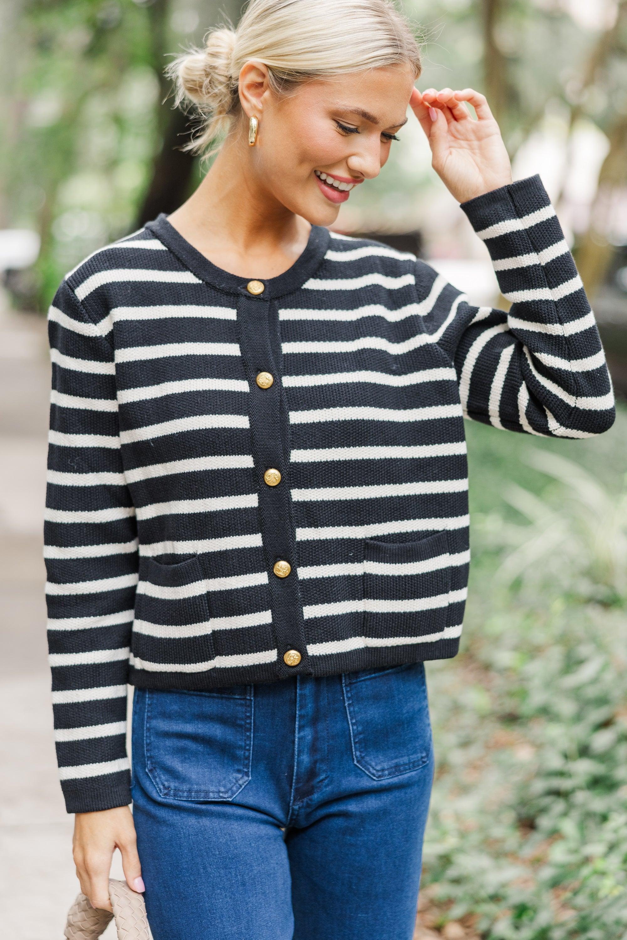 Luck Be A Lady Black Striped Cardigan Female Product Image