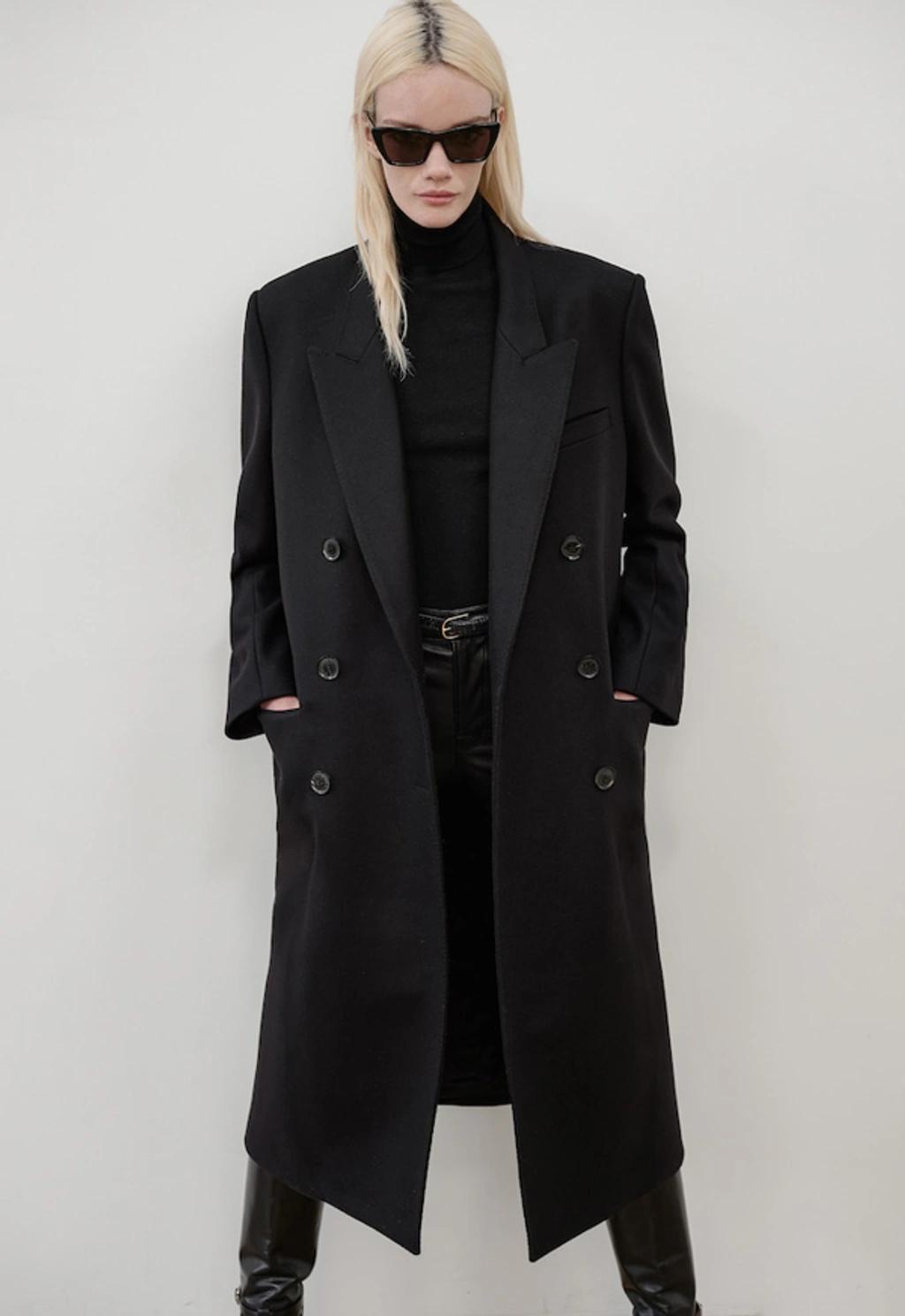 Edmont Double-breasted Wool-blend Coat In Black Product Image