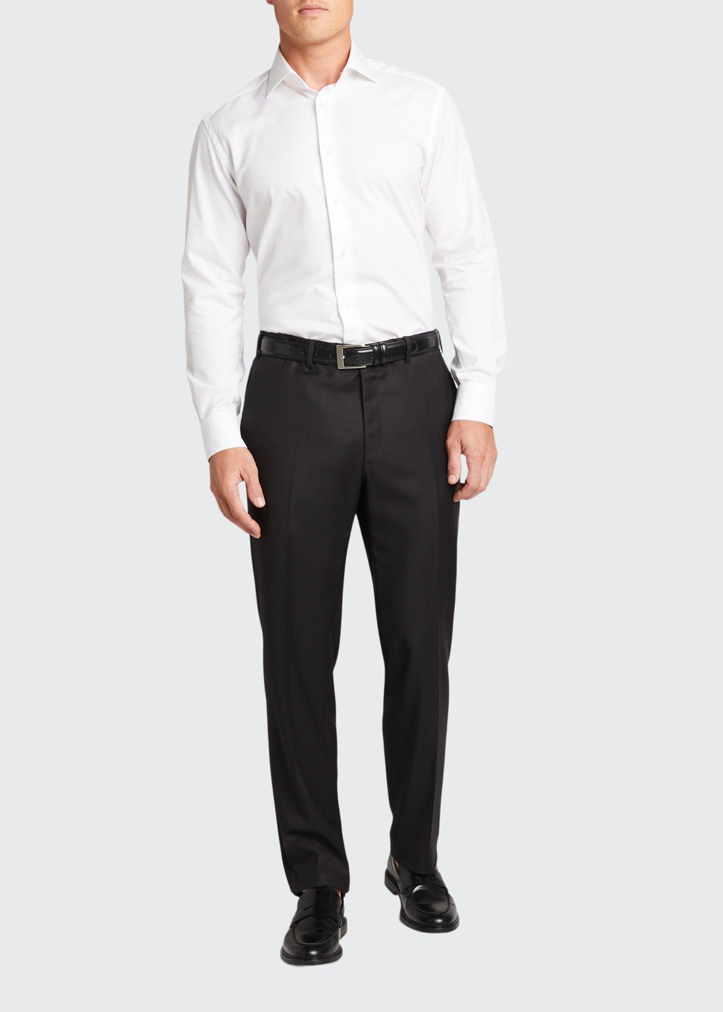 Mens Solid Wool Trousers Product Image