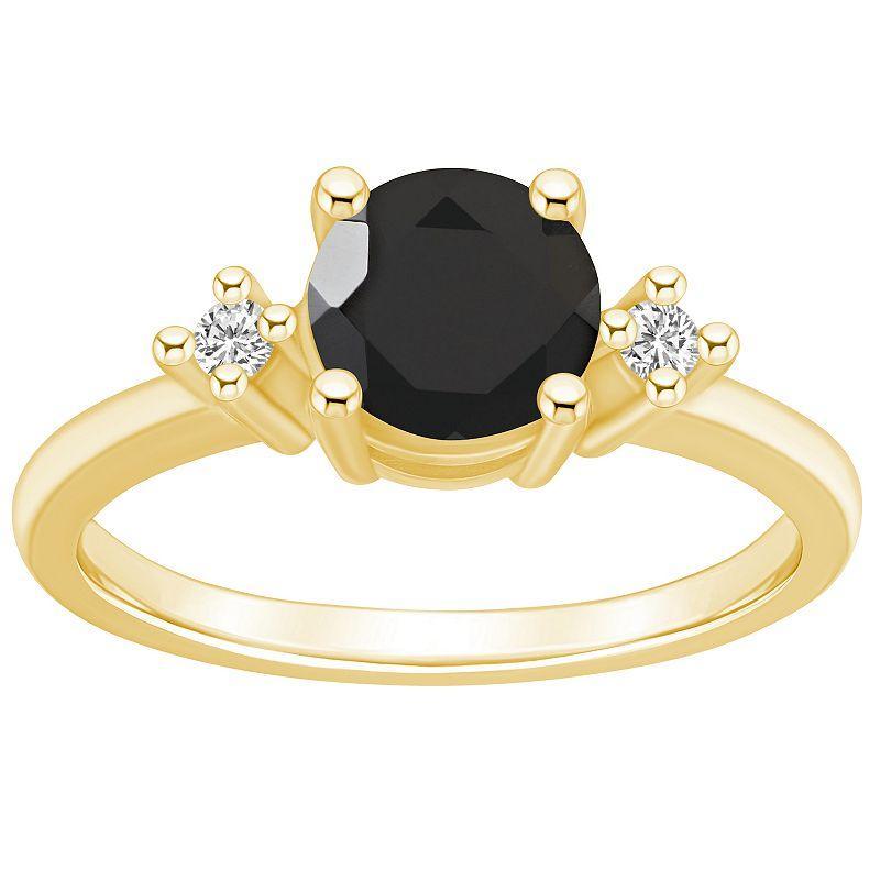 Alyson Layne 14k Gold Round Black Onyx & Diamond Accent Ring, Womens Product Image