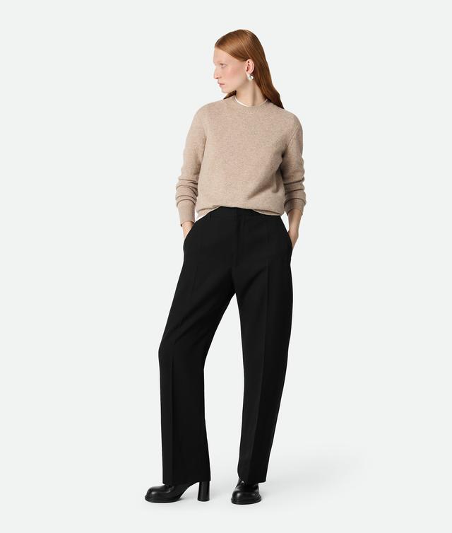 Women's Wool Twill Wide Leg Trousers in Black Product Image