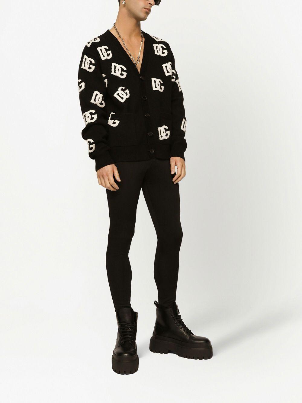 Intarsia-knit Logo Cardigan In Black Product Image