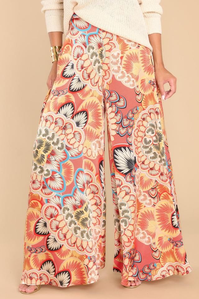 All For Me Spiced Coral Multi Print Pants Product Image