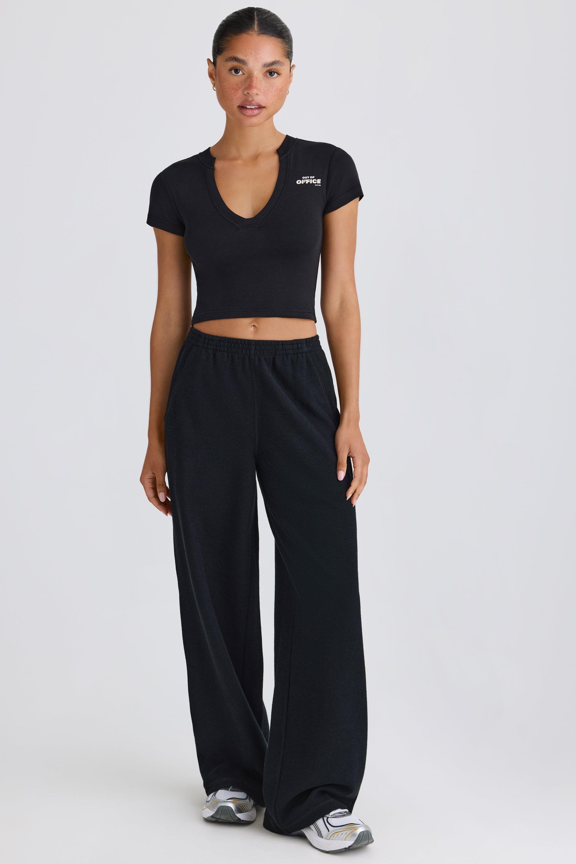 Petite Straight-Leg Joggers in Black Product Image