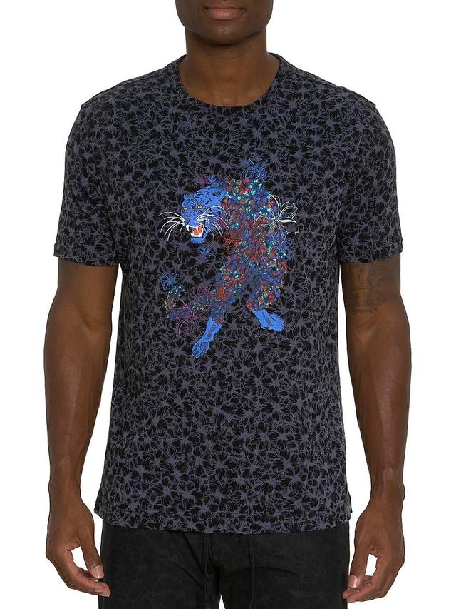 Mens Floral Tiger Cotton T-Shirt Product Image