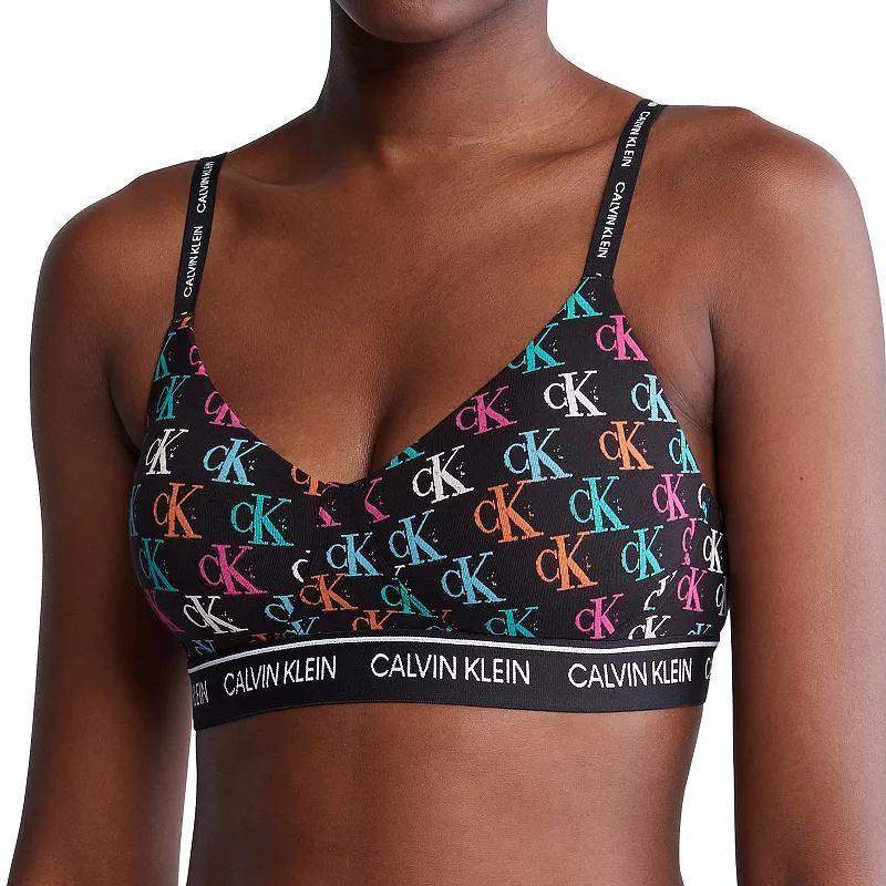 Womens Calvin Klein Archive Logo Lightly Lined Bralette QF6094 Flint Grey Product Image