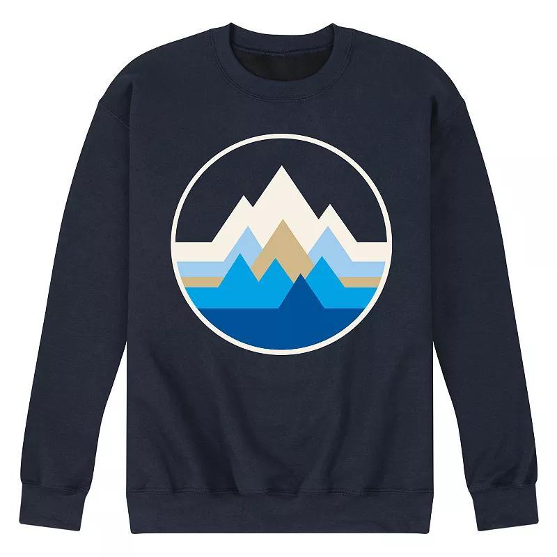 Mens Geo Mountain Circle Fleece Sweatshirt Blue Product Image