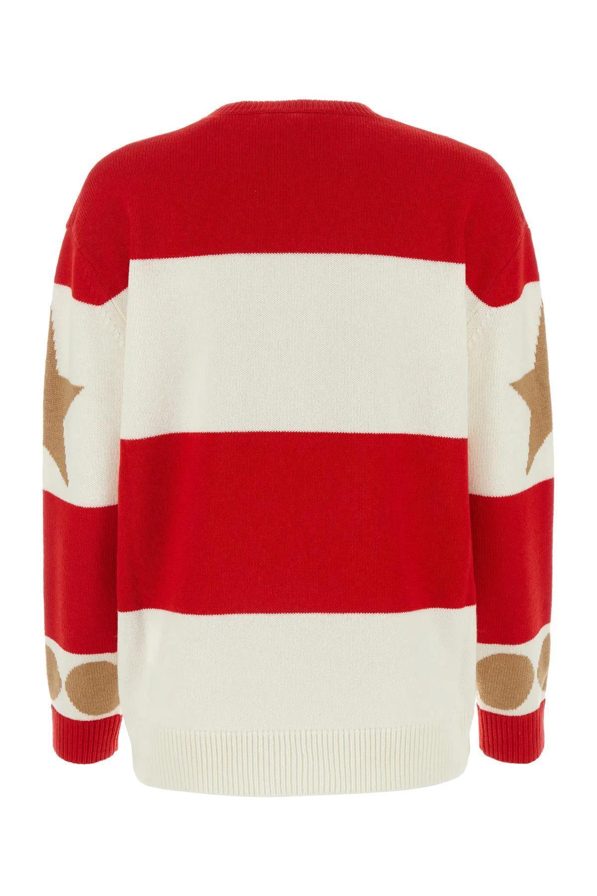 Dirce Striped Wool And Cashmere Sweater In Red Product Image