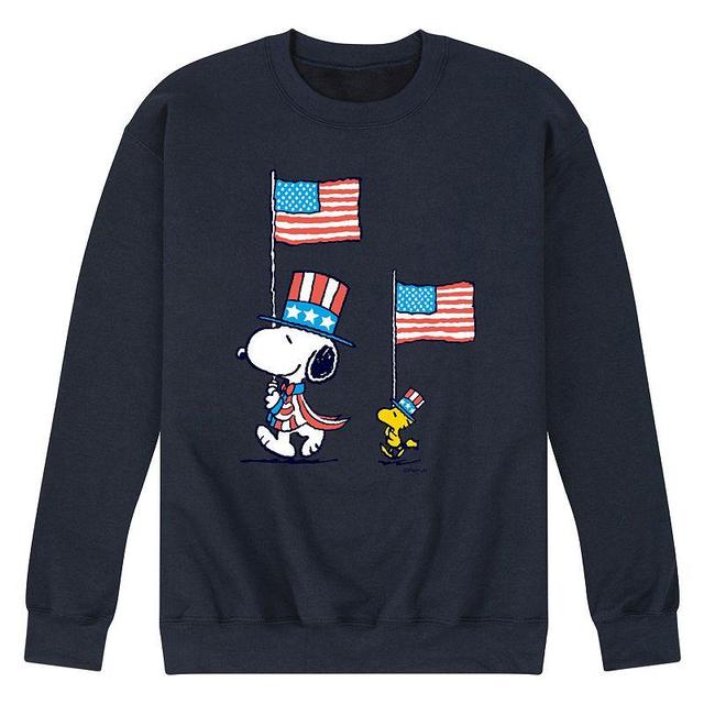 Mens Peanuts Snoopy Woodstock March Fleece Sweatshirt Blue Product Image