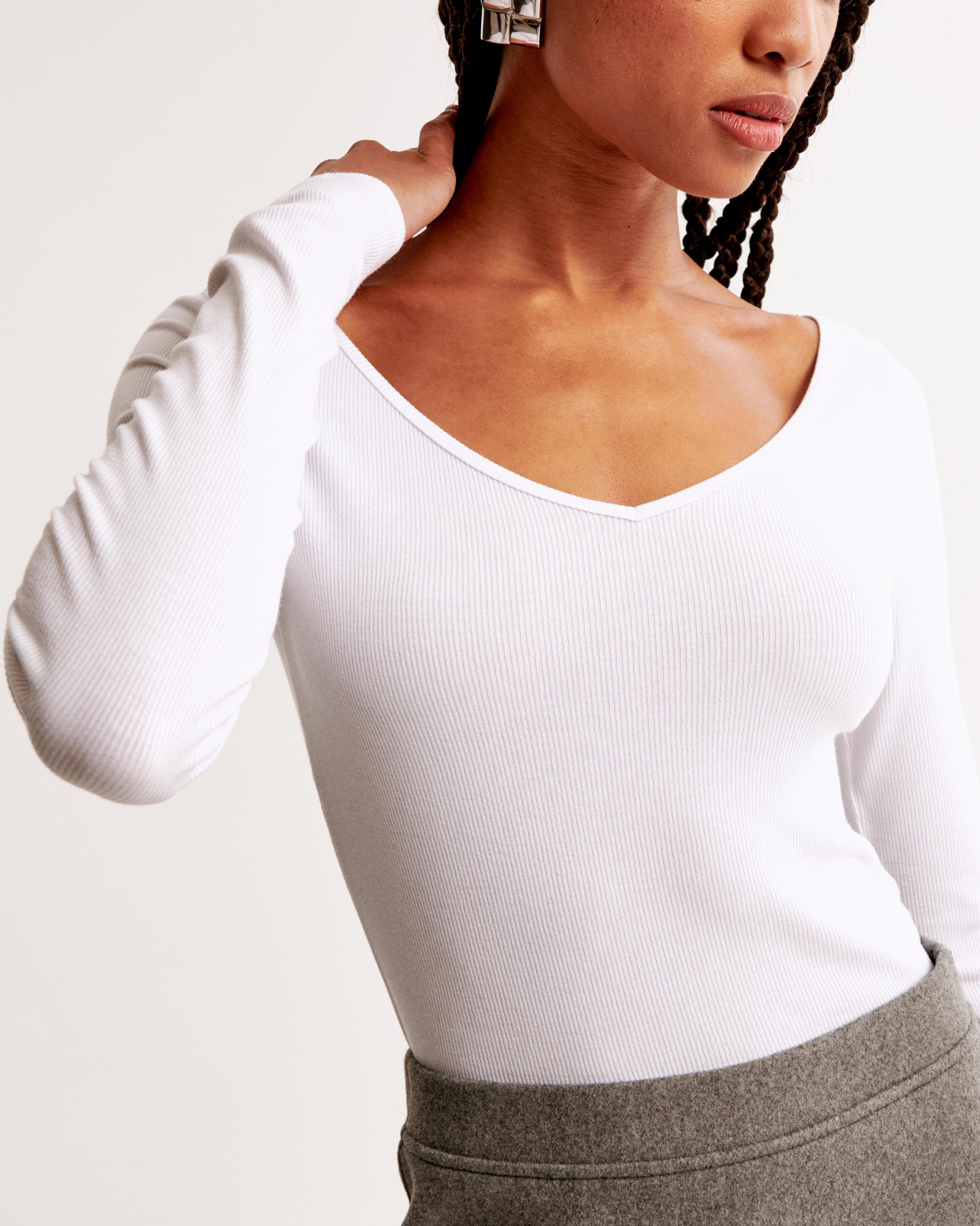 Long-Sleeve Featherweight Rib Tuckable V-Neck Top Product Image