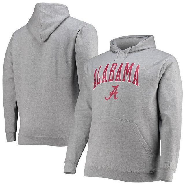 Mens Champion Heather Gray Alabama Crimson Tide Big & Tall Arch Over Logo Powerblend Pullover Hoodie ALA Grey Product Image