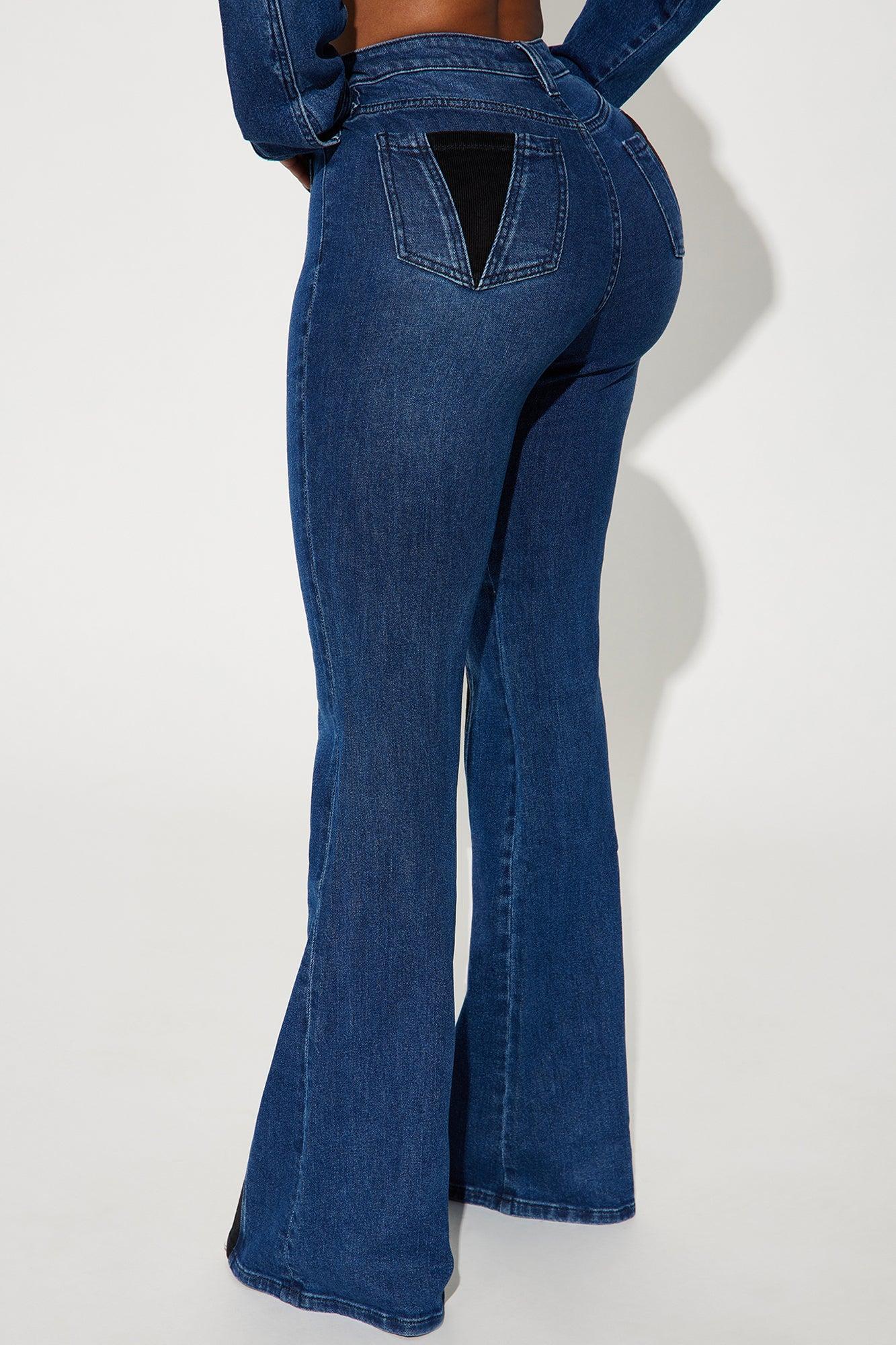 Splitting Ways Stretch Flare Jeans - Medium Wash Product Image