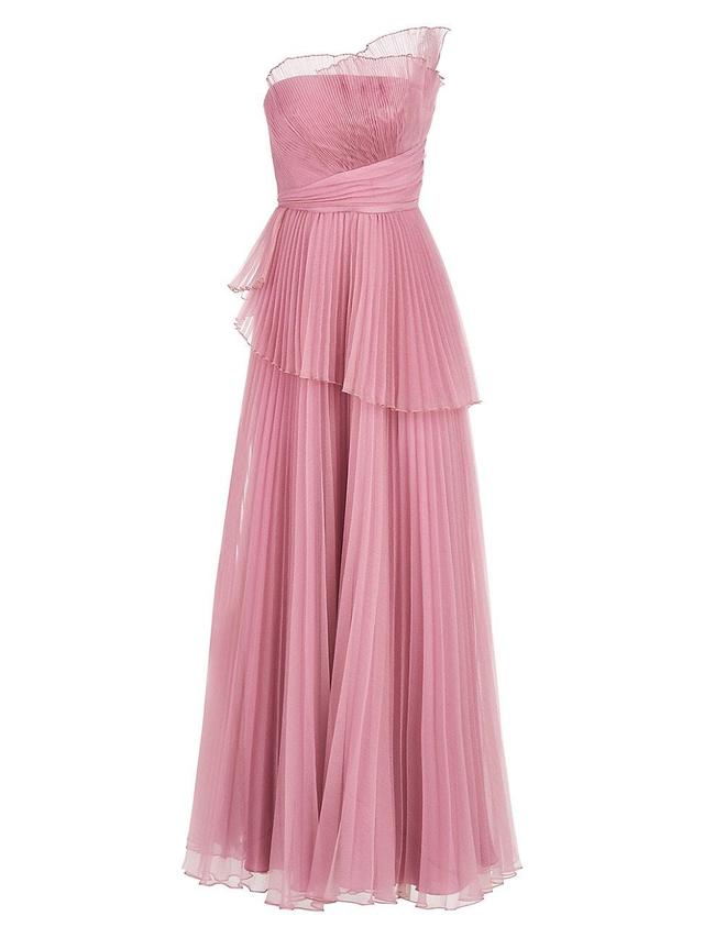 Womens Delphine Pleated One-Shoulder Organza Gown Product Image