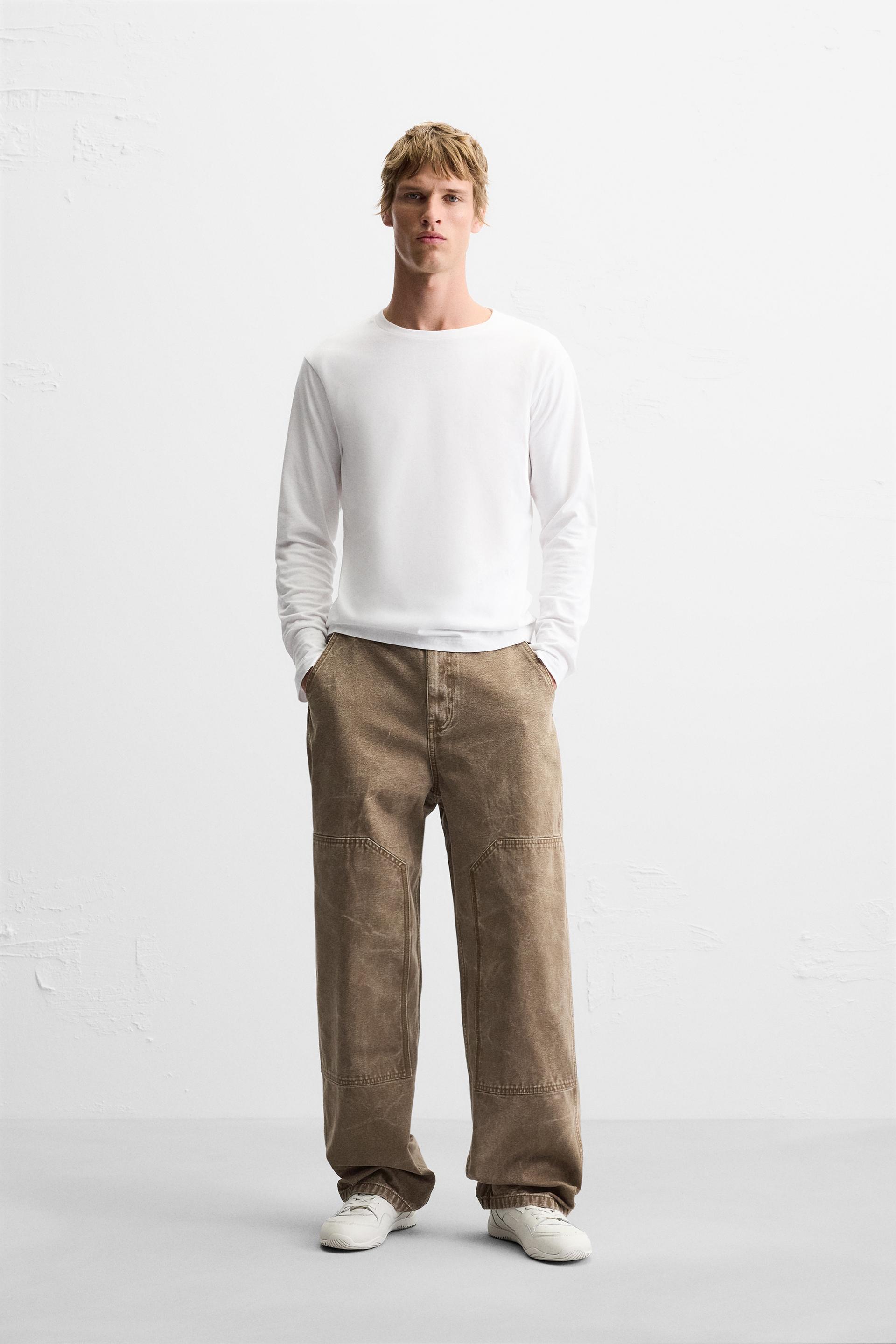 WASHED EFFECT SEAMED PANTS Product Image