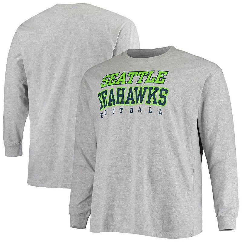 Men's Fanatics Branded Heathered Gray Seattle Seahawks Big & Tall Practice Long Sleeve T-Shirt Product Image