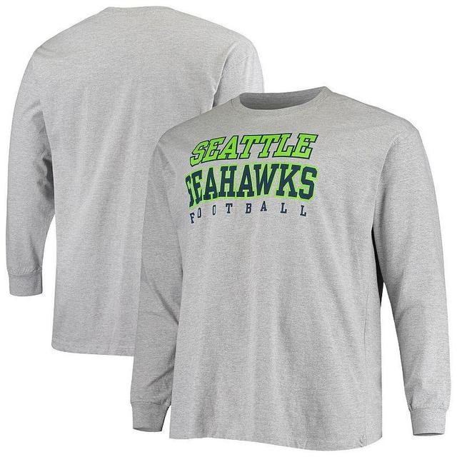 Mens Fanatics Branded Heathered Gray Seattle Seahawks Big & Tall Practice Long Sleeve T-Shirt Product Image