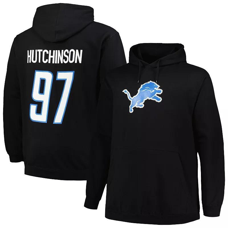 Mens Fanatics Branded Aidan Hutchinson Detroit Lions Big & Tall Fleece Name & Number Pullover Hoodie Product Image