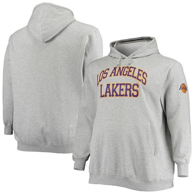 Mens Mitchell & Ness Heathered Gray Los Angeles Lakers Hardwood Classics Big & Tall Throwback Pullover Hoodie Product Image