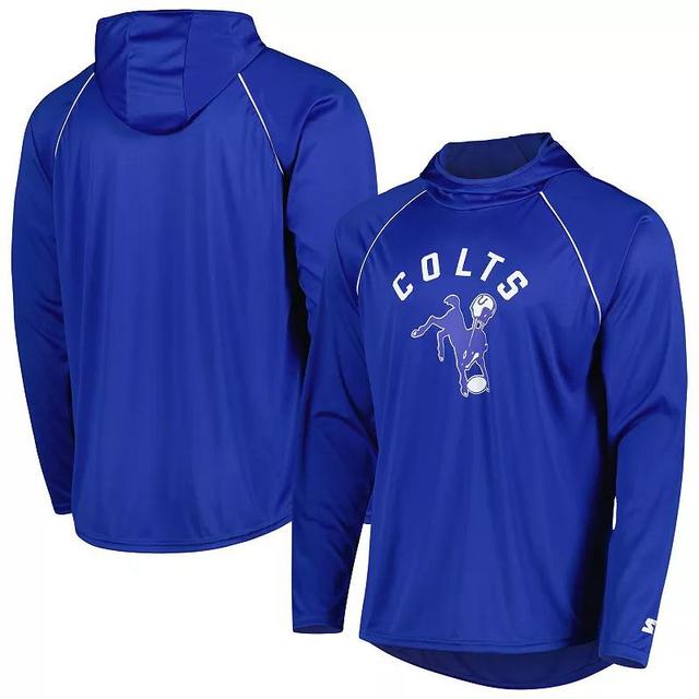 Mens Starter Royal Indianapolis Colts Vintage Logo Raglan Hoodie T-Shirt Product Image