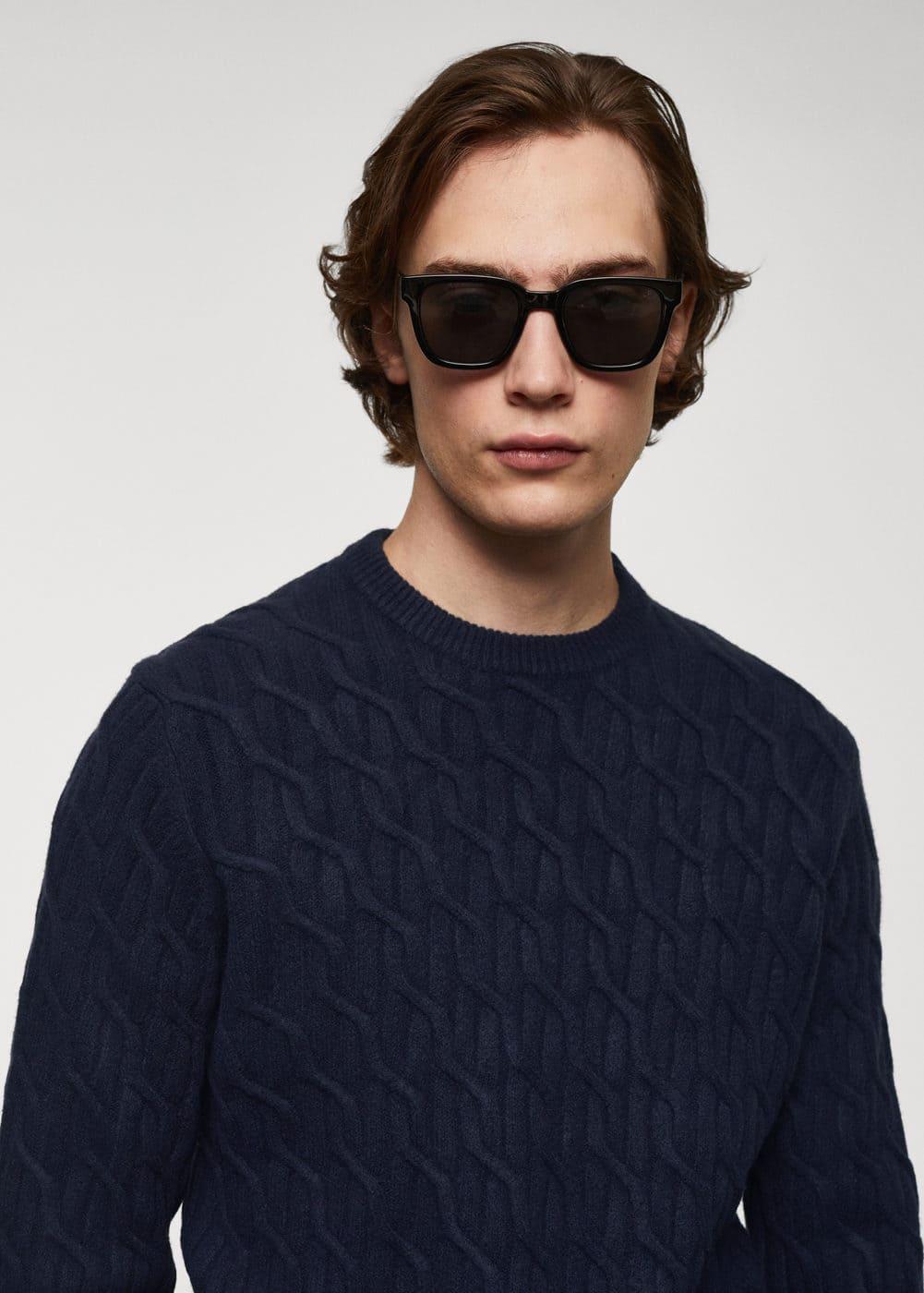 MANGO MAN - Braided knitted sweater dark navyMen Product Image