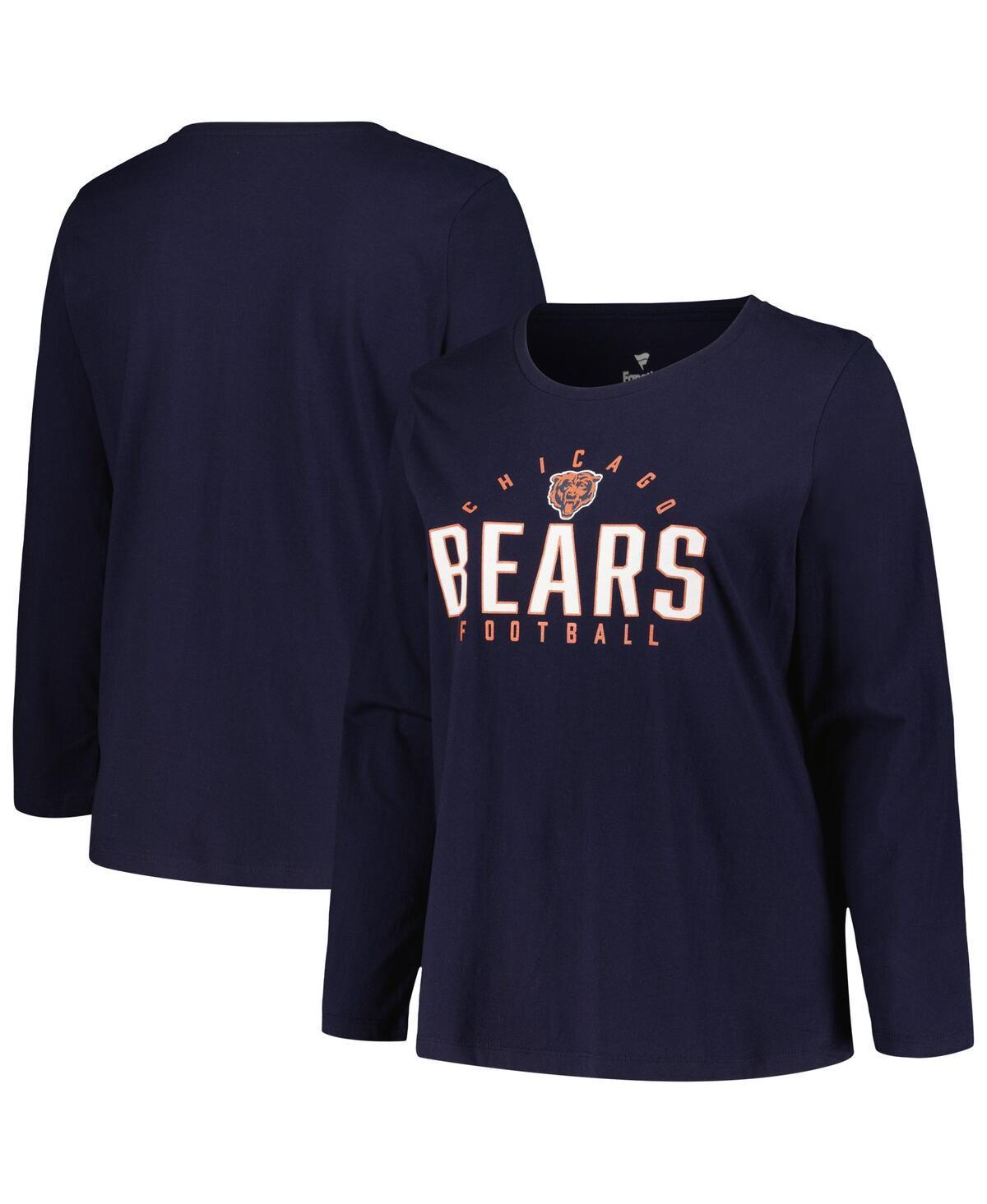 Womens Fanatics Branded Chicago Bears Plus Size Foiled Play Long Sleeve T-Shirt Blue Product Image