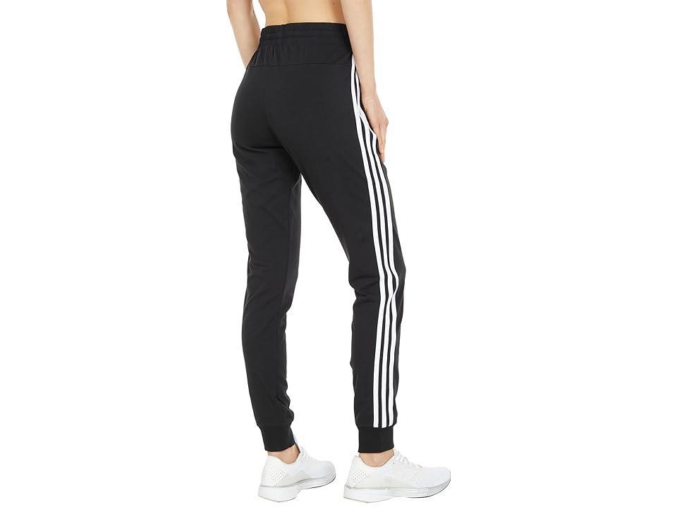 Womens adidas Essential 3-Stripe Single Jersey Pants Black Product Image