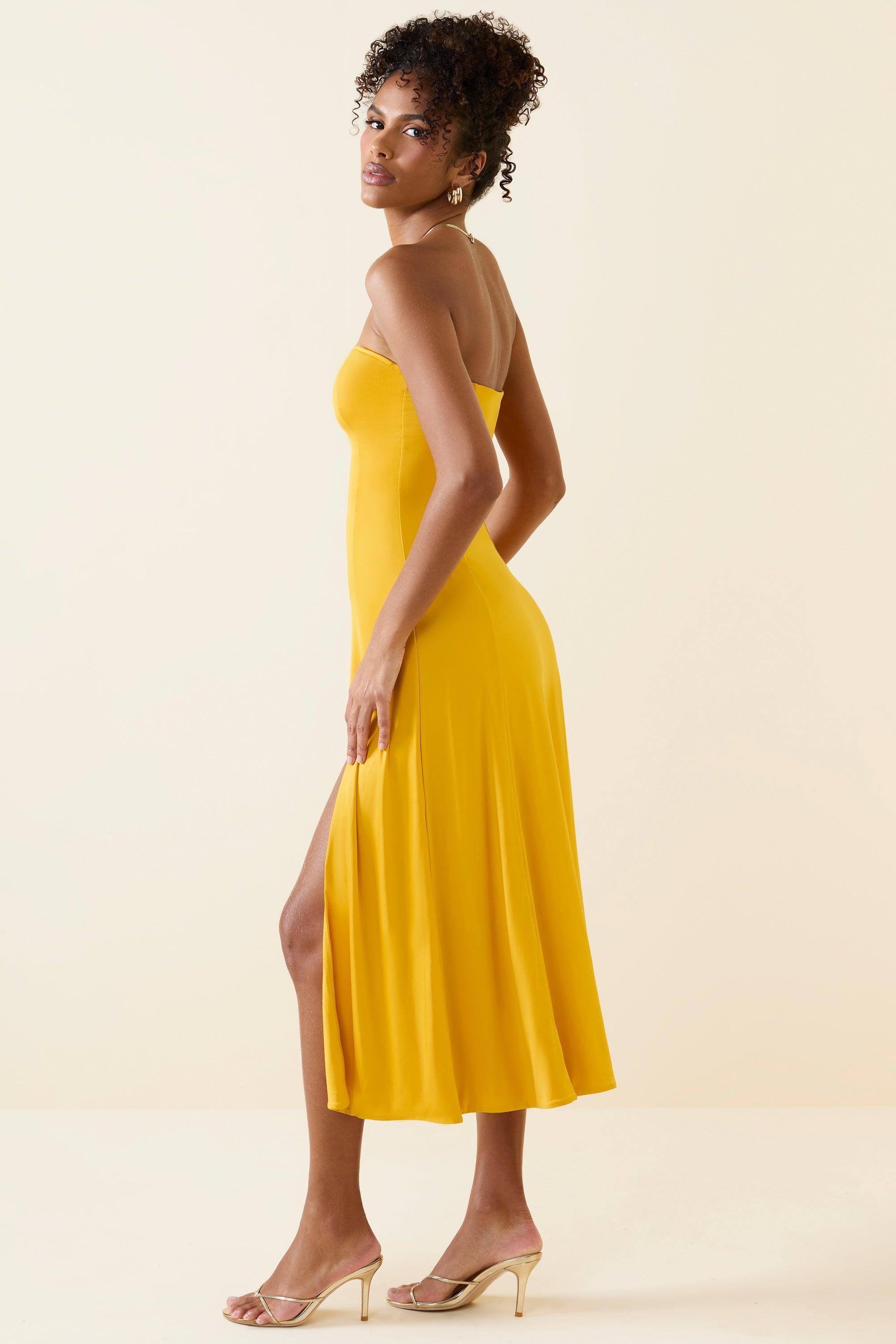 Bandeau Midaxi Dress in Golden Yellow Product Image