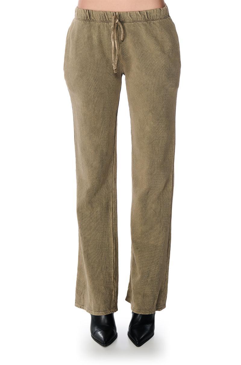 JOJO MINERAL WASH WIDE LEG SWEATPANT IN LIGHT BROWN Product Image