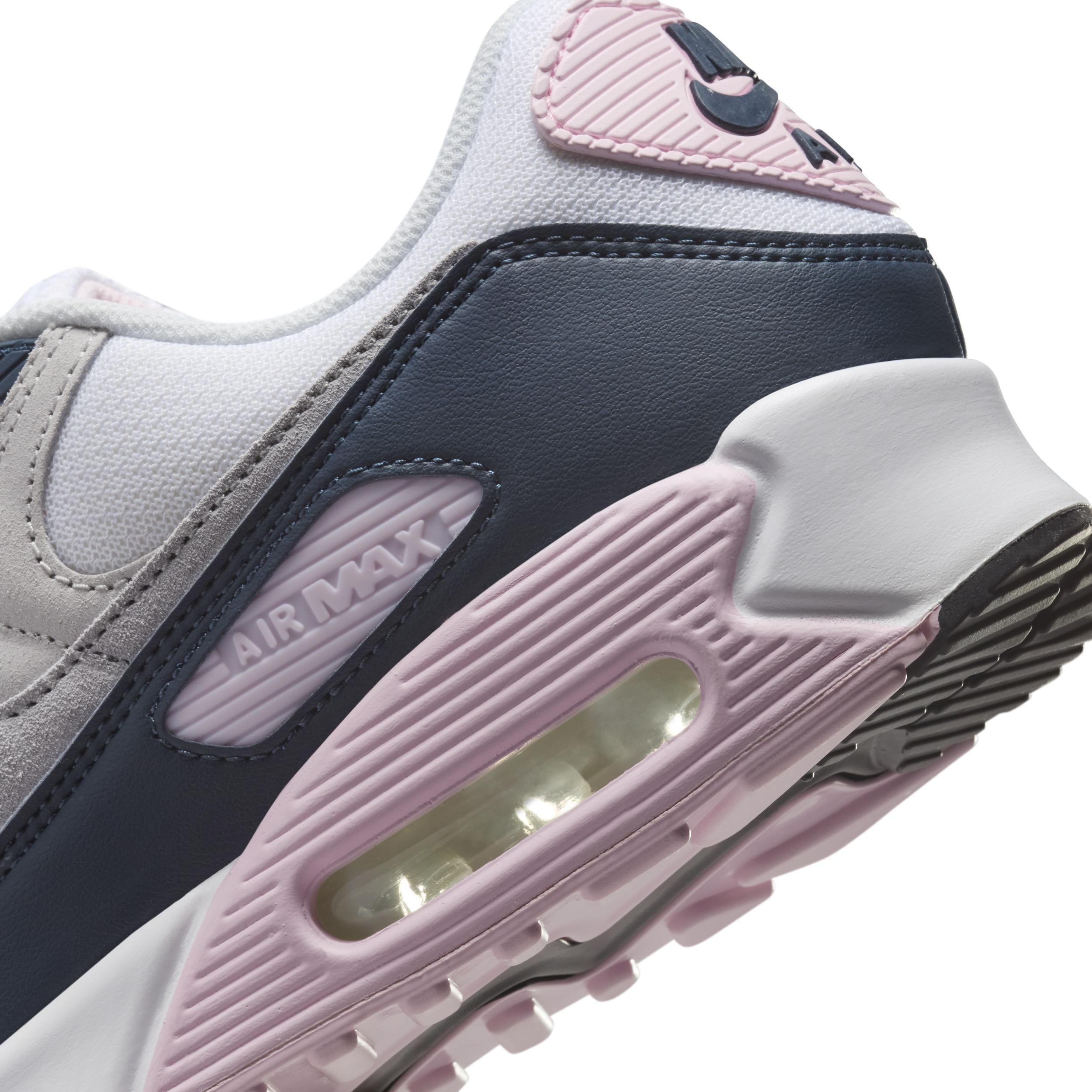 Nike Mens Air Max 90 - Running Shoes White/Wolf Grey/Pink Foam Product Image