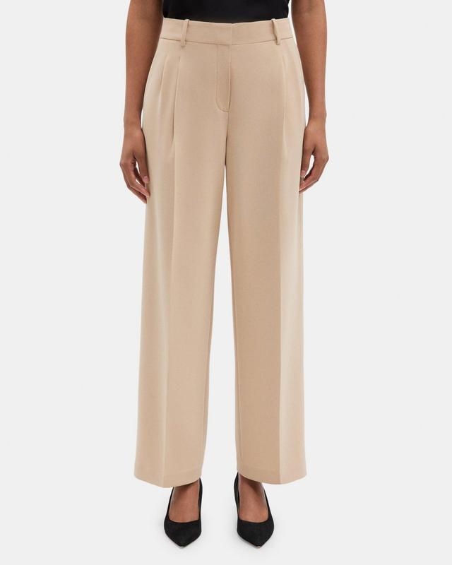 Pleated Wide-Leg Pant in Crepe Product Image