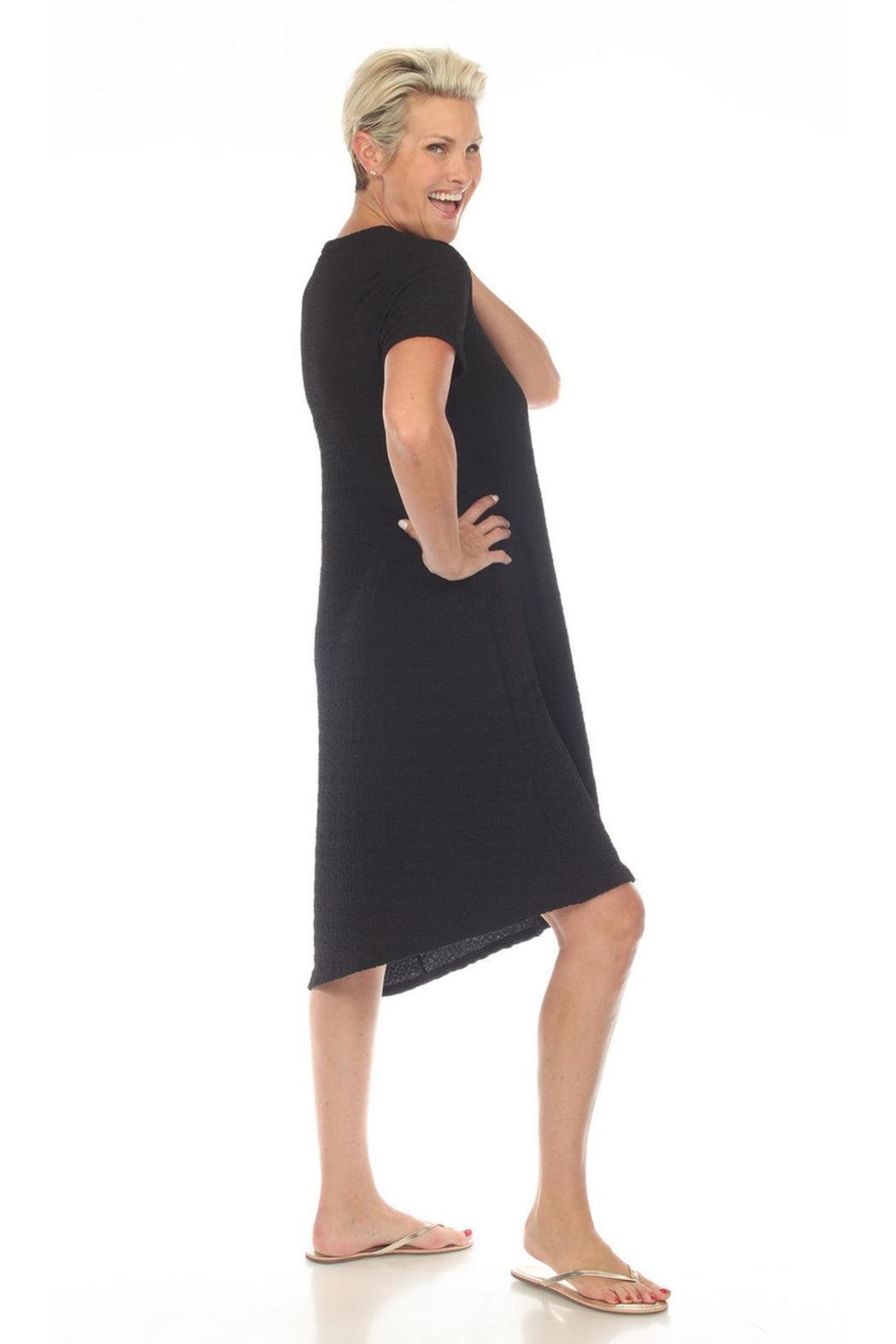 Black Textured Asymmetrical Dress Product Image