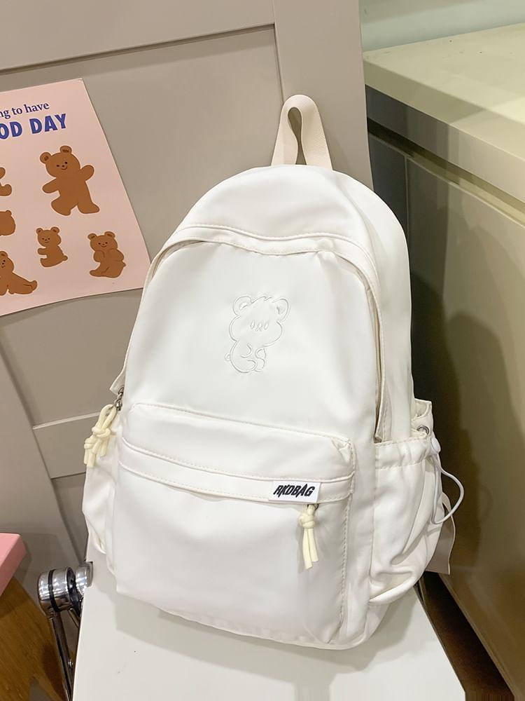 Bear Embroidered Nylon Backpack Product Image