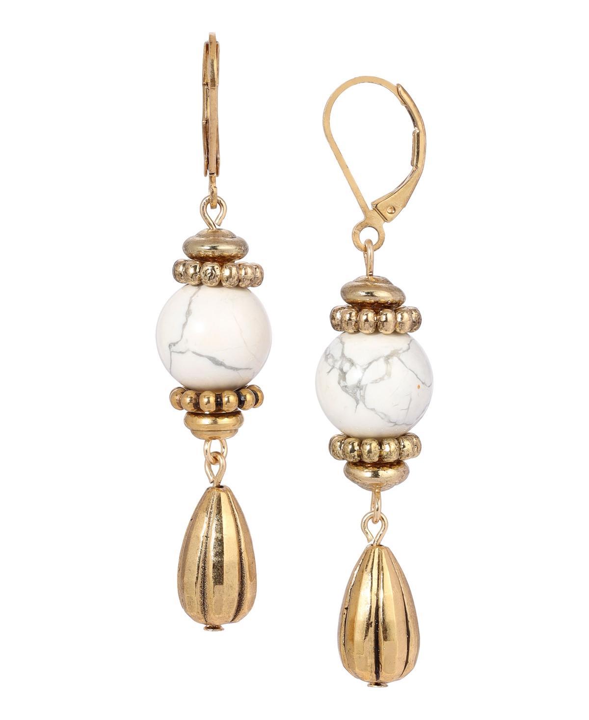 2028 Semi-Precious Fluted Bead Lever Back Earrings Product Image