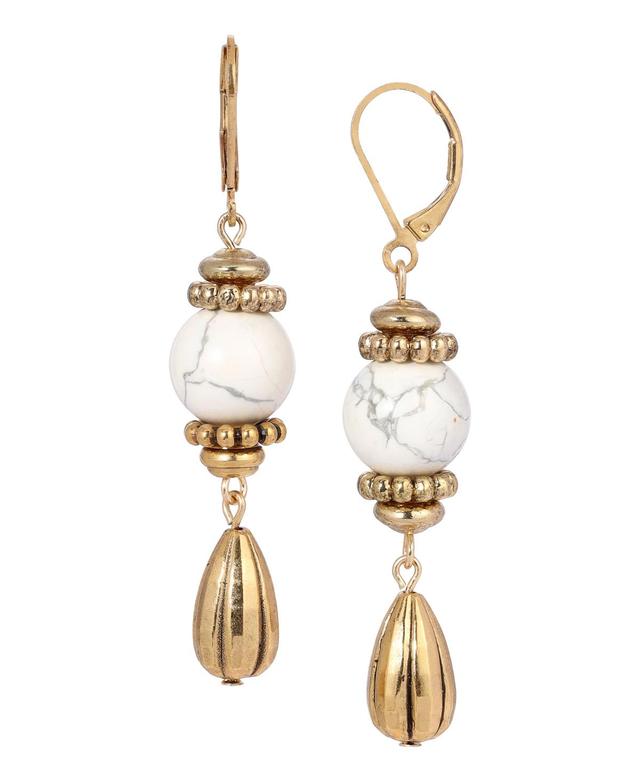 1928 Gold-Tone Semi-Precious Drop Earrings, Womens, Yellow Product Image