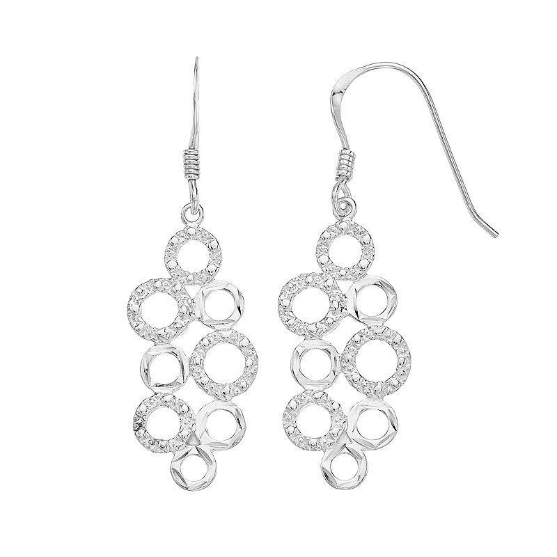 Sterling Silver Circle Cluster Dangle Earrings, Womens Product Image