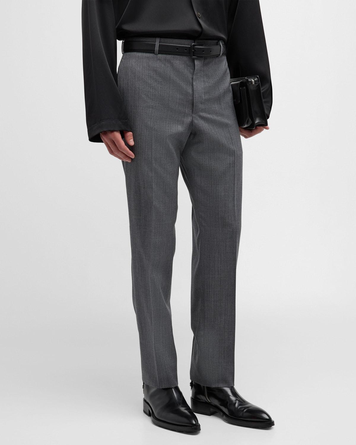 Mens Regular-Fit Wool Trousers Product Image