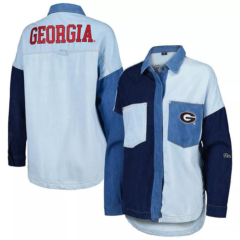 Womens Hype and Vice Denim Georgia Bulldogs Multi-Hit Hometown Full-Snap Jacket Turquoise A Product Image