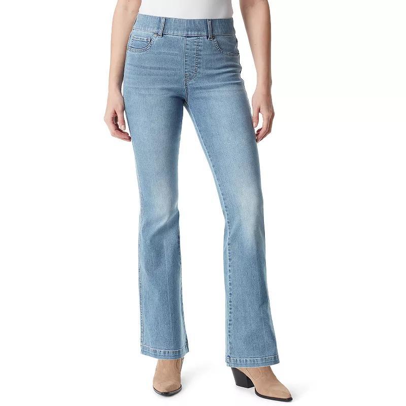 Petite Gloria Vanderbilt Shape Effect Pull-On Flare Jeans, Womens Product Image