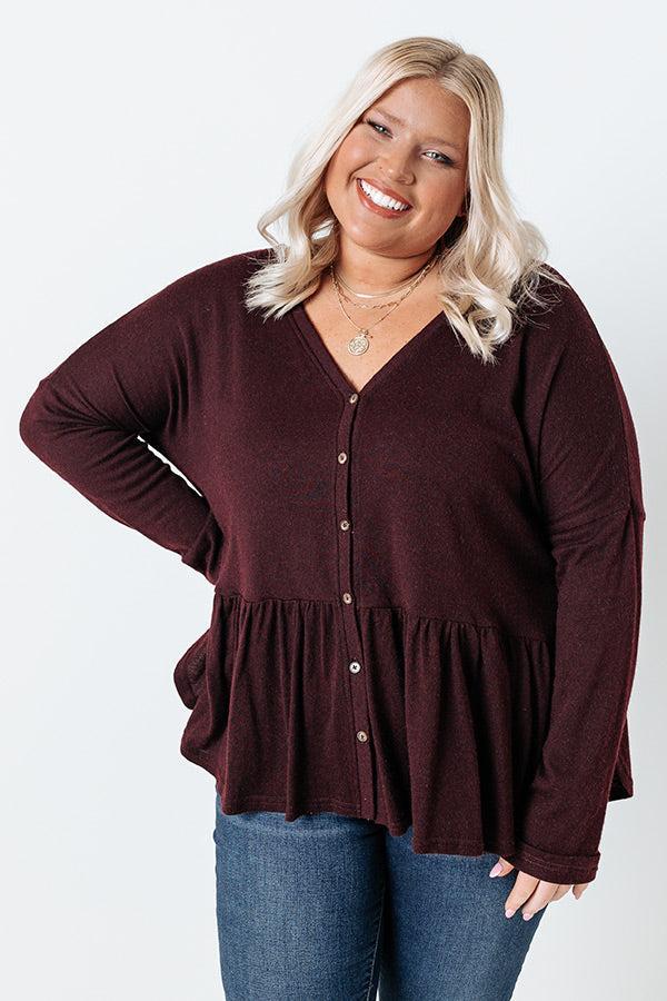 Patio Date Babydoll Top In Windsor Wine Curves Product Image