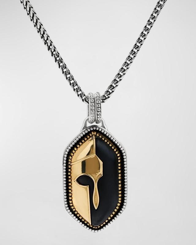 Mens Silver & Gold Freeform Pendant with Black Onyx Product Image